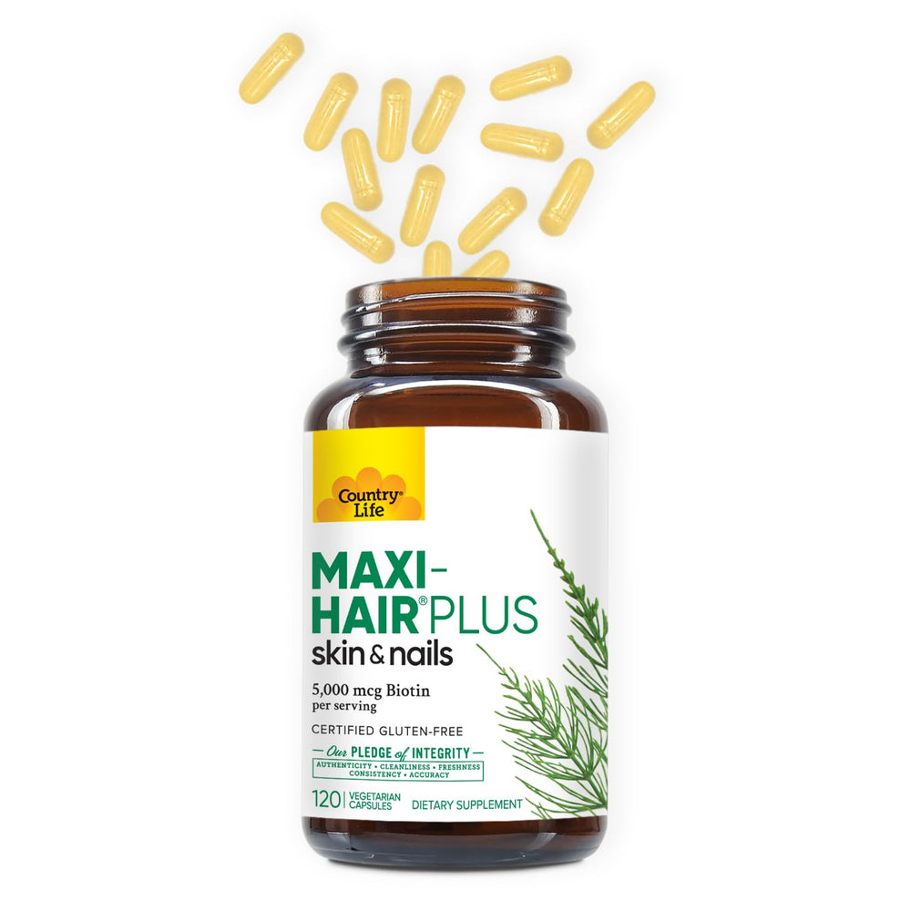Country Life Maxi-Hair Plus gluten-free vegetarian formula appeals to dietary needs