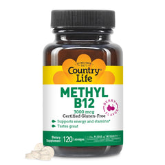 Country Life Methyl B12 Lozenges berry flavor bottle supports convenient daily energy