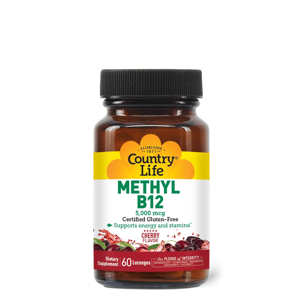 Country Life methyl B12 lozenges bottle for daily energy support