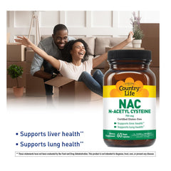 Country Life NAC label detail highlighting vegan and gluten-free ingredients.