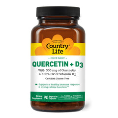 Country Life Quercetin 500mg bottle, premium immune support for daily wellness.