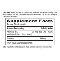 Country Life Quercetin with Vitamin D3 label, high-potency immune support at a glance.