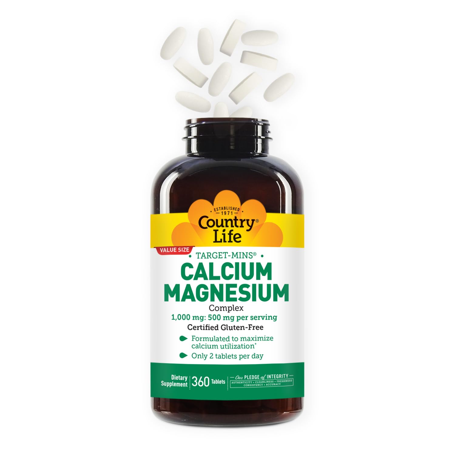 Country Life Target-Mins bottle on kitchen counter suggests easy daily routine.