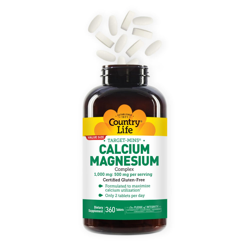 Country Life Target-Mins bottle on kitchen counter suggests easy daily routine.