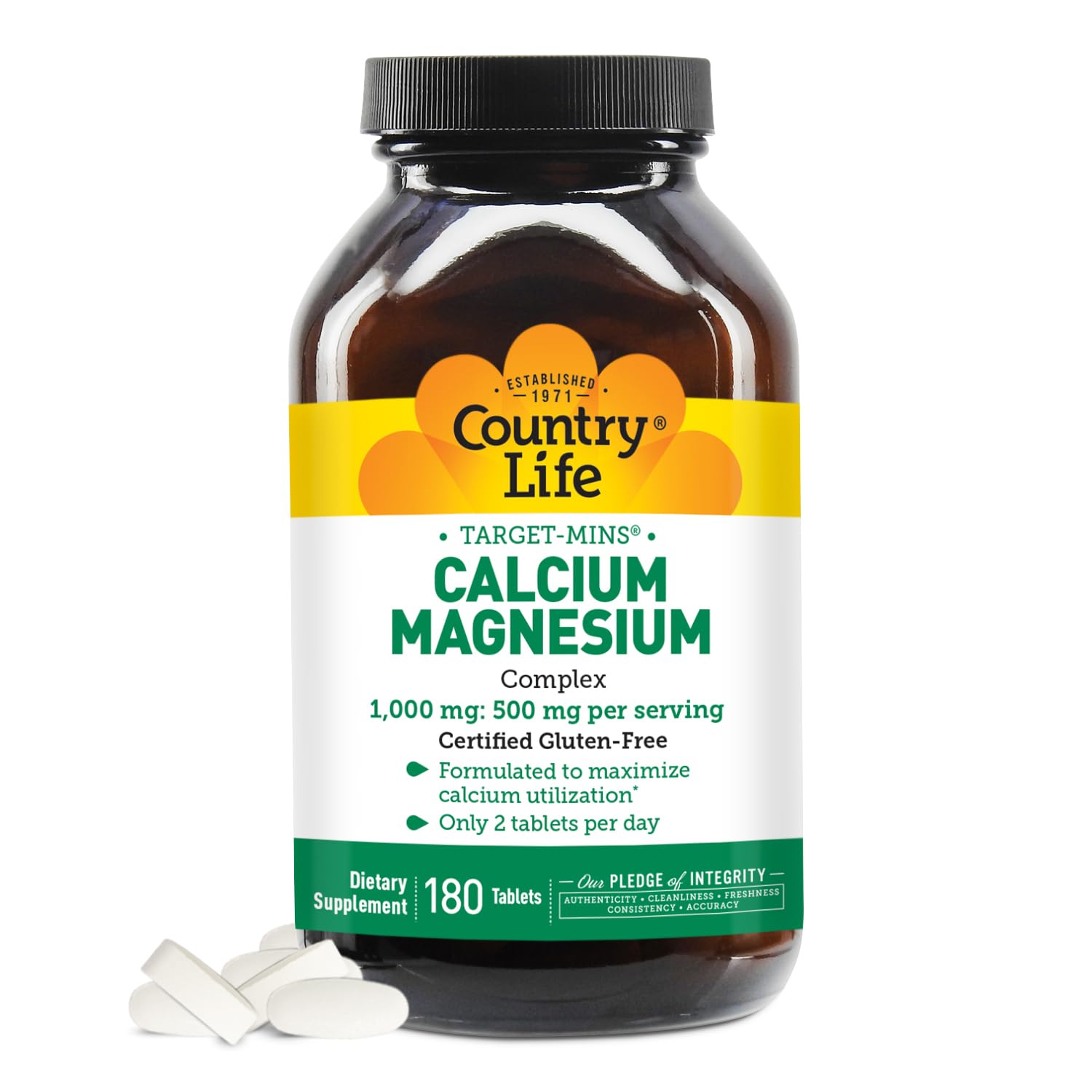 Country Life Target-Mins Calcium Magnesium Complex bottle front showing brand and product name.