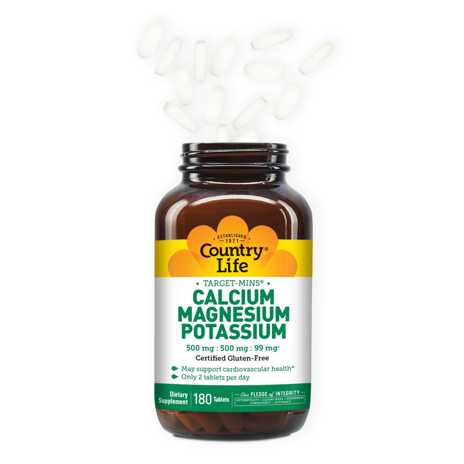 Country Life Target Mins label highlights gluten-free and vegan certification