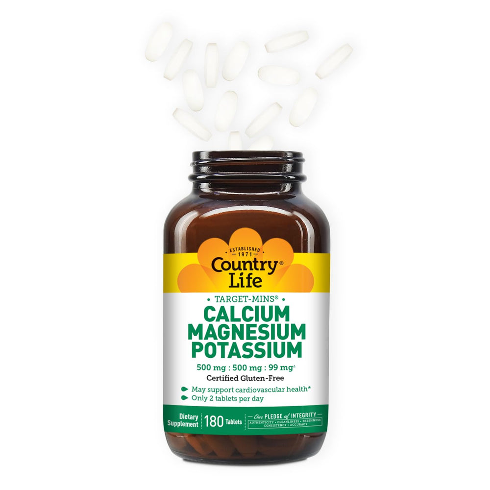 Country Life Target Mins label highlights gluten-free and vegan certification