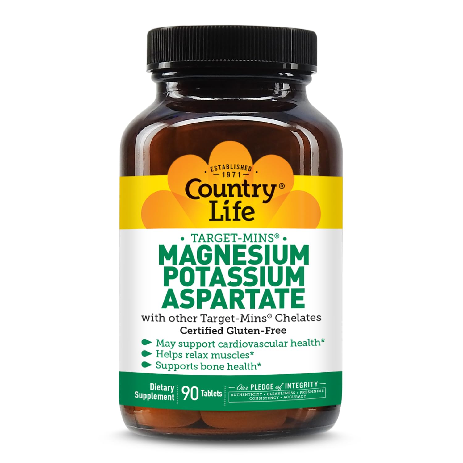 Country Life Target-Mins magnesium-potassium bottle front for daily mineral support