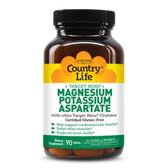 Country Life Target-Mins magnesium-potassium bottle front for daily mineral support