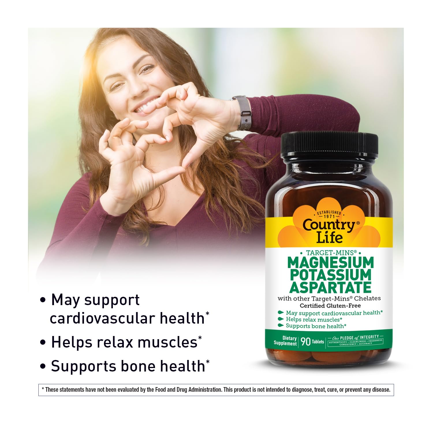 Close-up of Target-Mins tablets indicating 600 mg magnesium and 198 mg potassium per dose