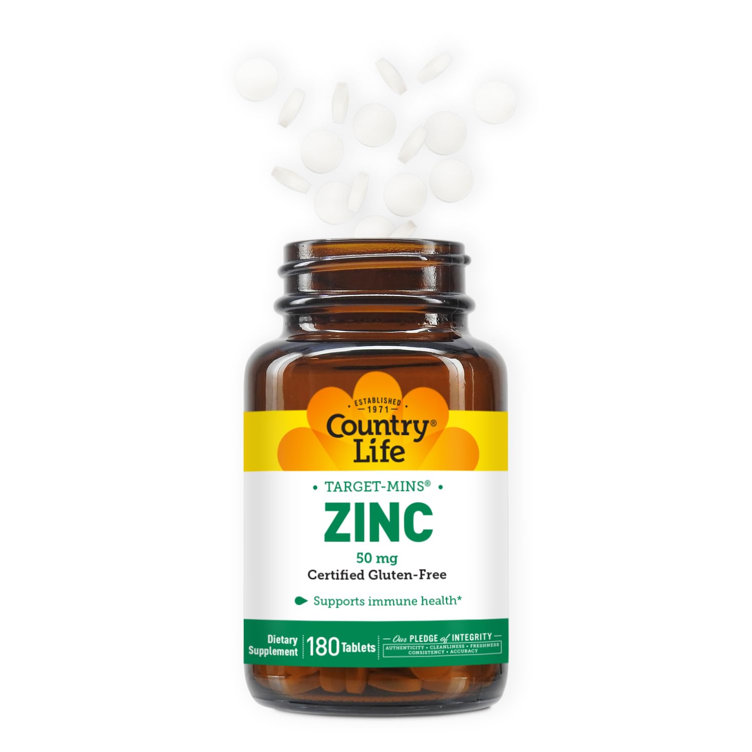 Country Life Target-Mins Zinc daily-use scene conveys convenient supplement routine.
