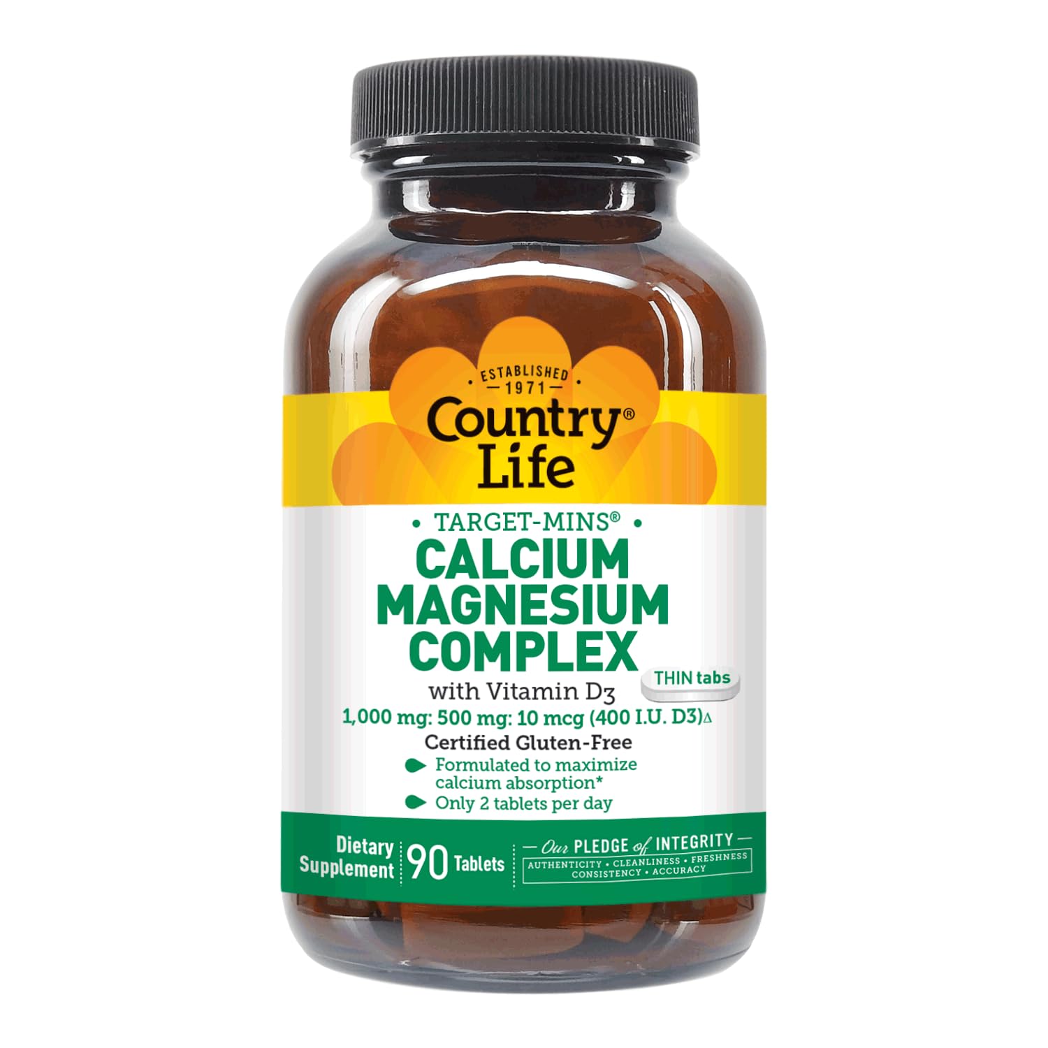 Country Life cap-open scene indicating easy three-tablet daily dose