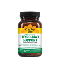 Country Life Thyro-Max capsules close-up with rapid-release formulation.