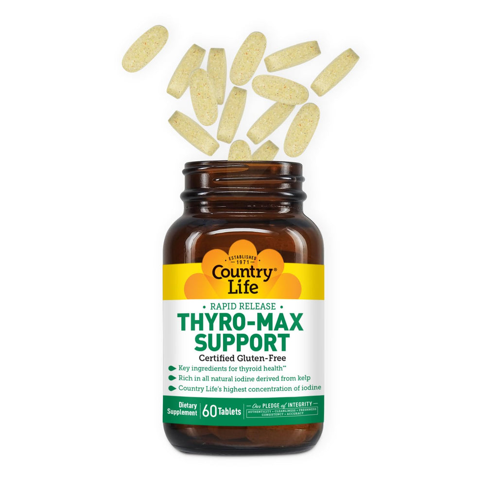 Country Life Thyro-Max rapid-release technology illustration for faster nutrient uptake.