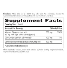 Country Life Vitamin C Buffered tablets close-up highlighting bioflavonoids for absorption.