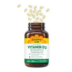 Country Life Vitamin D3 non-fish source label showing vegan-friendly option.