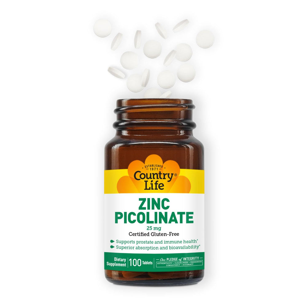Country Life Zinc Picolinate packaging box features product details