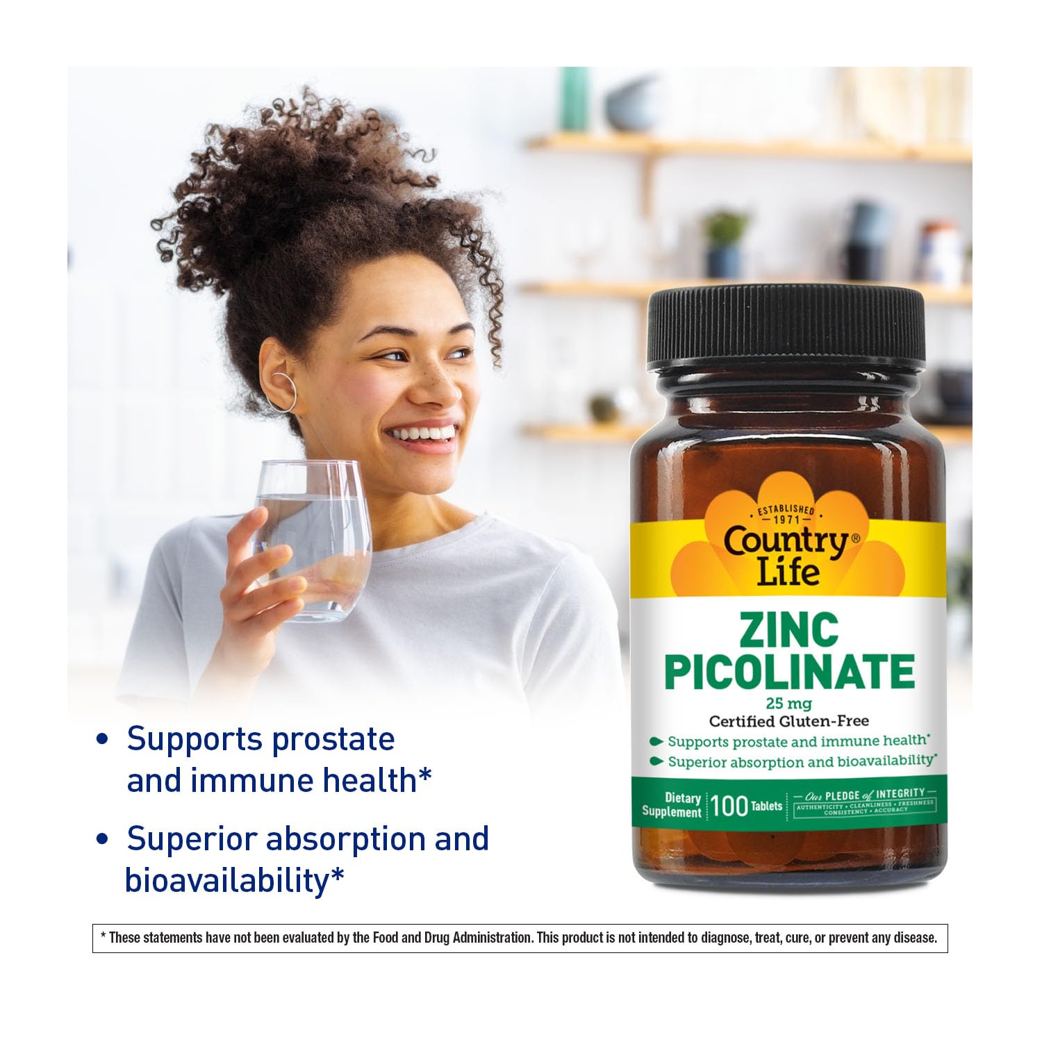Country Life Zinc Picolinate pour demonstrates easy dosing