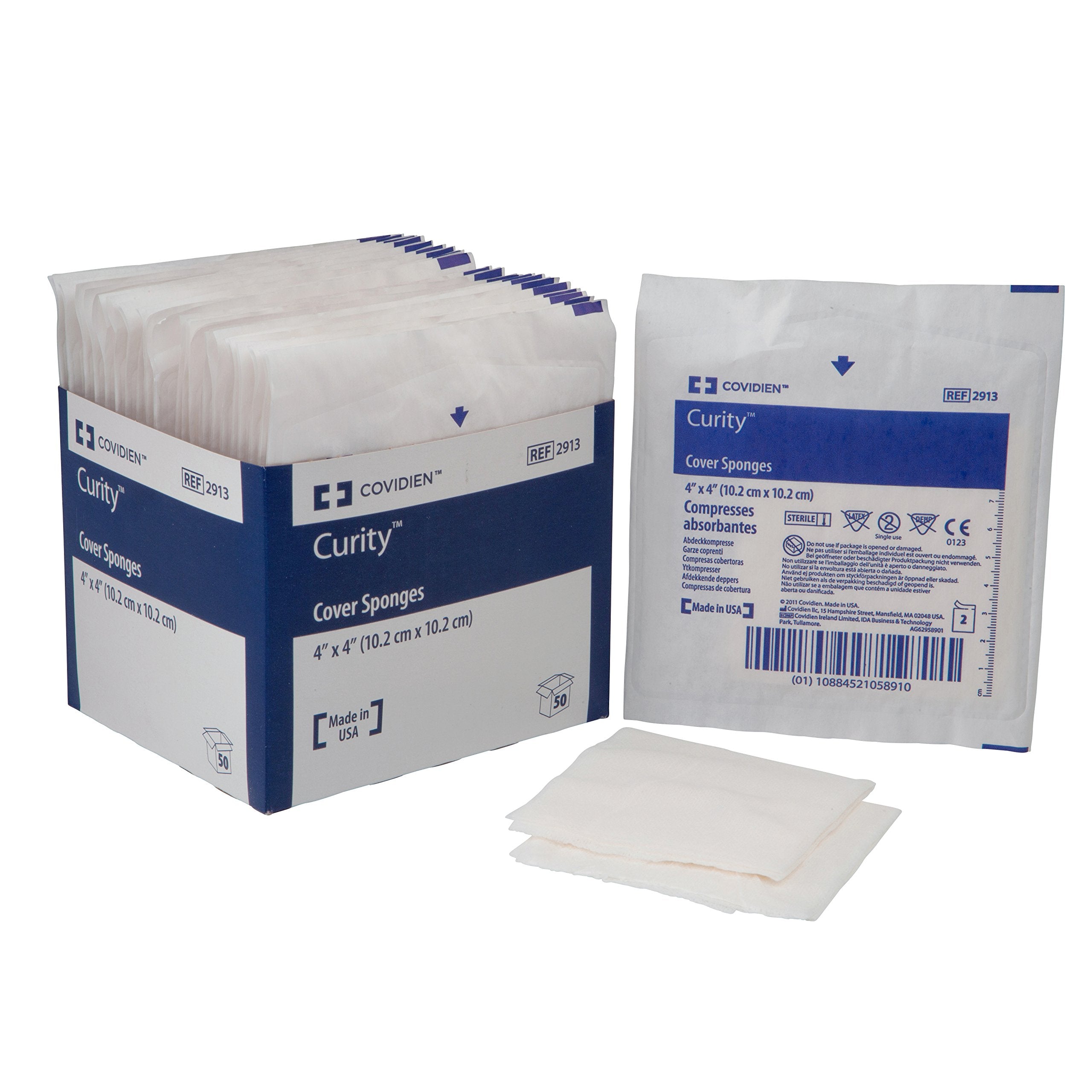 Covidien Curity cover sponge 4x4 sterile peel-back package for clean coverage and absorbency