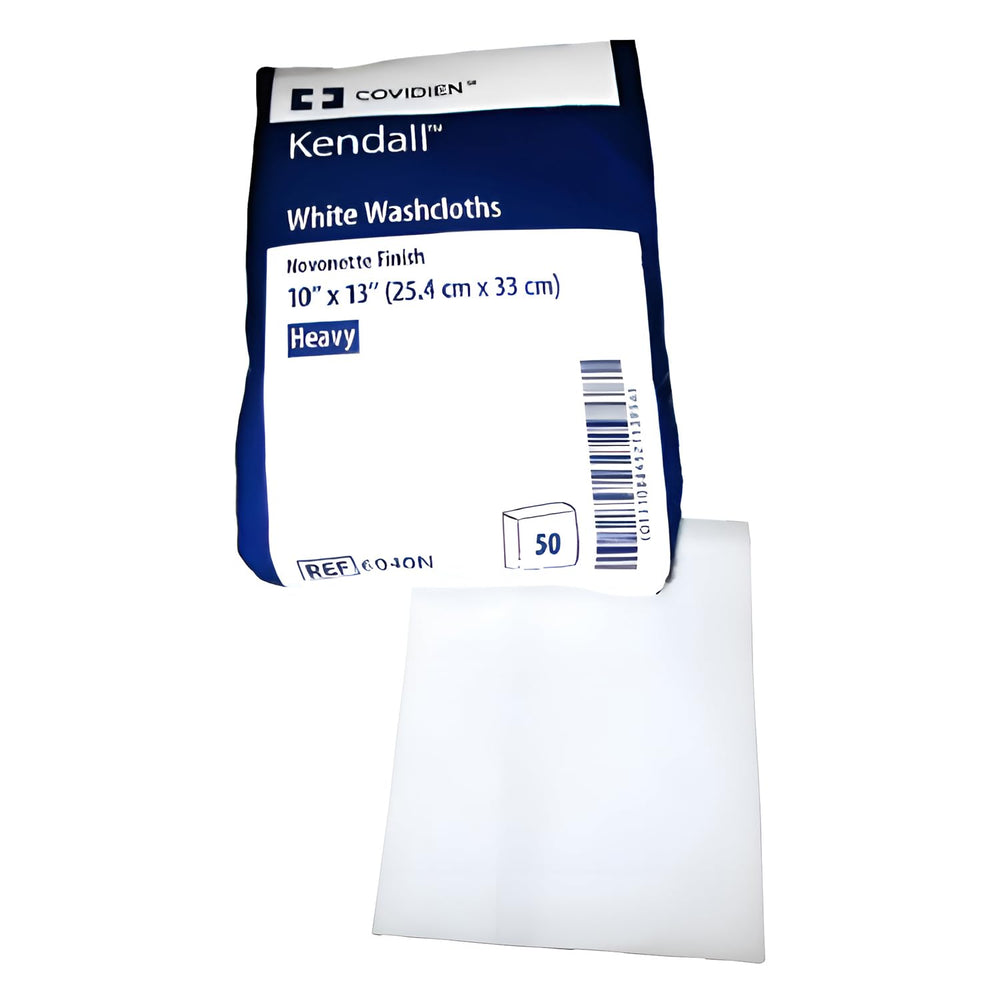 COVIDIEN Kendall washcloth with Novonette finish, 10x13 inches, highly absorbent for quick cleanups.