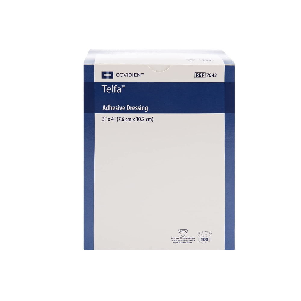 covidien telfa adhesive dressing applied on skin demonstrating breathable perforated film