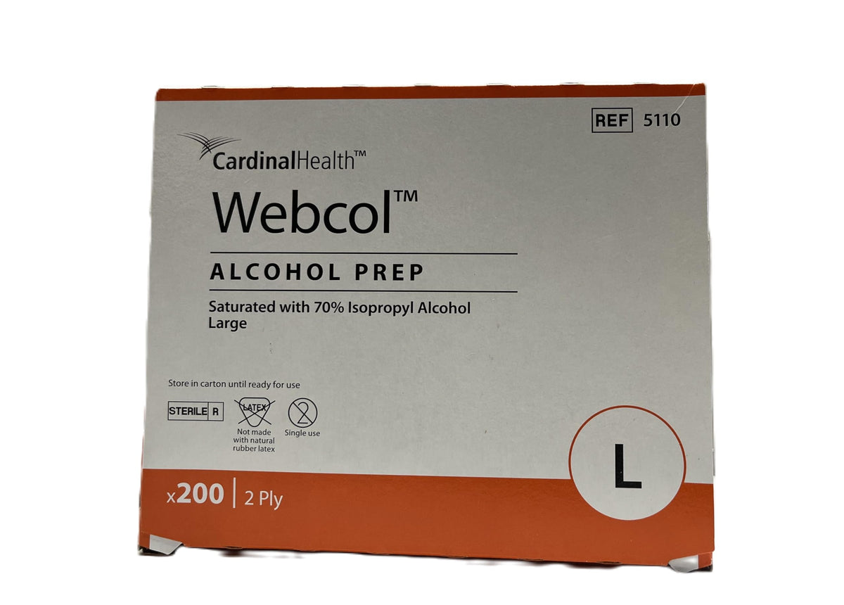 COVIDIEN Webcol alcohol prep pad — sterile large 2-ply for cleansing and scrubbing