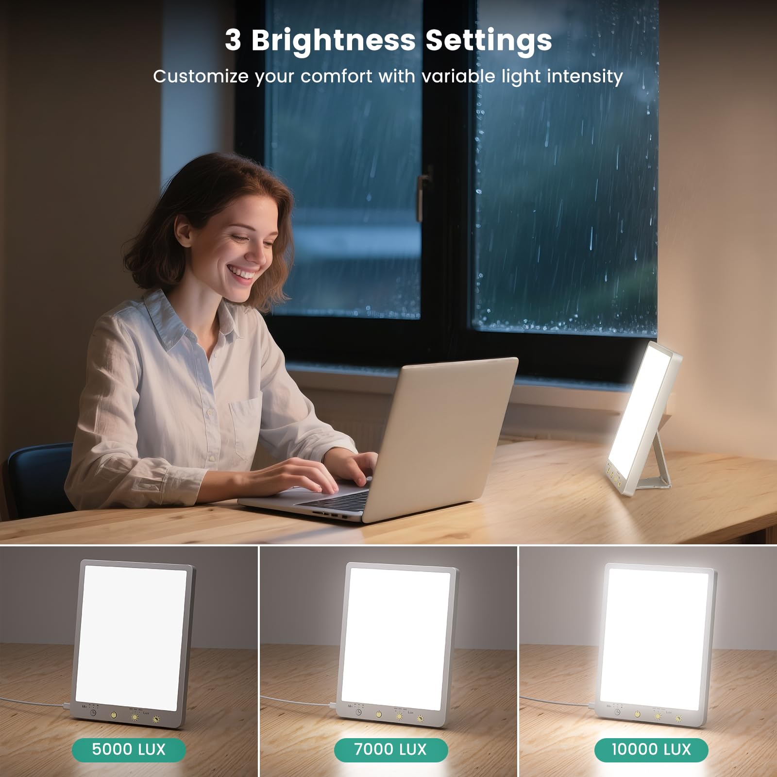 COVOZON Light Therapy Lamp timer 20-60 minutes for automatic sessions
