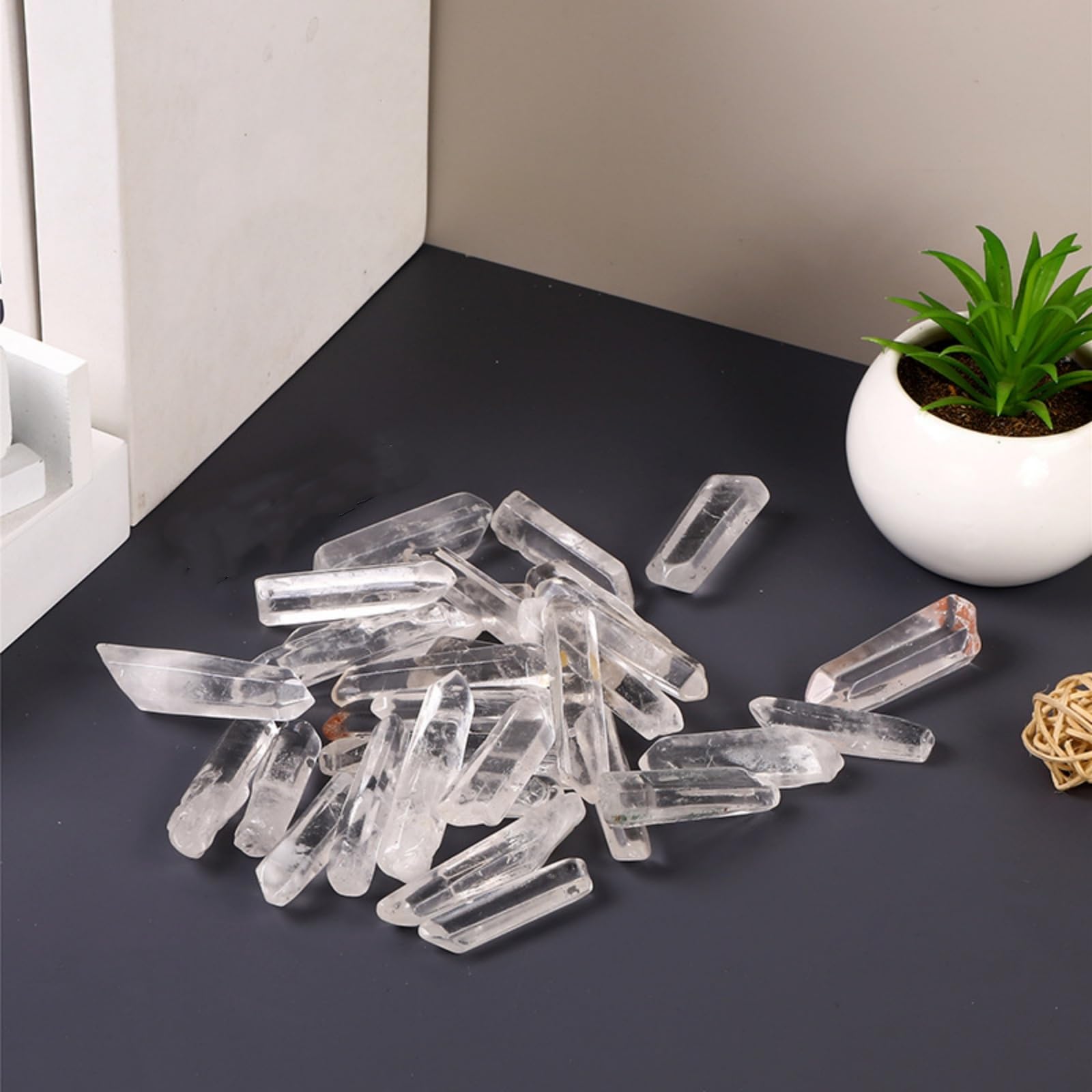 Covzoe clear quartz points office decor, calming presence on desk or shelf.