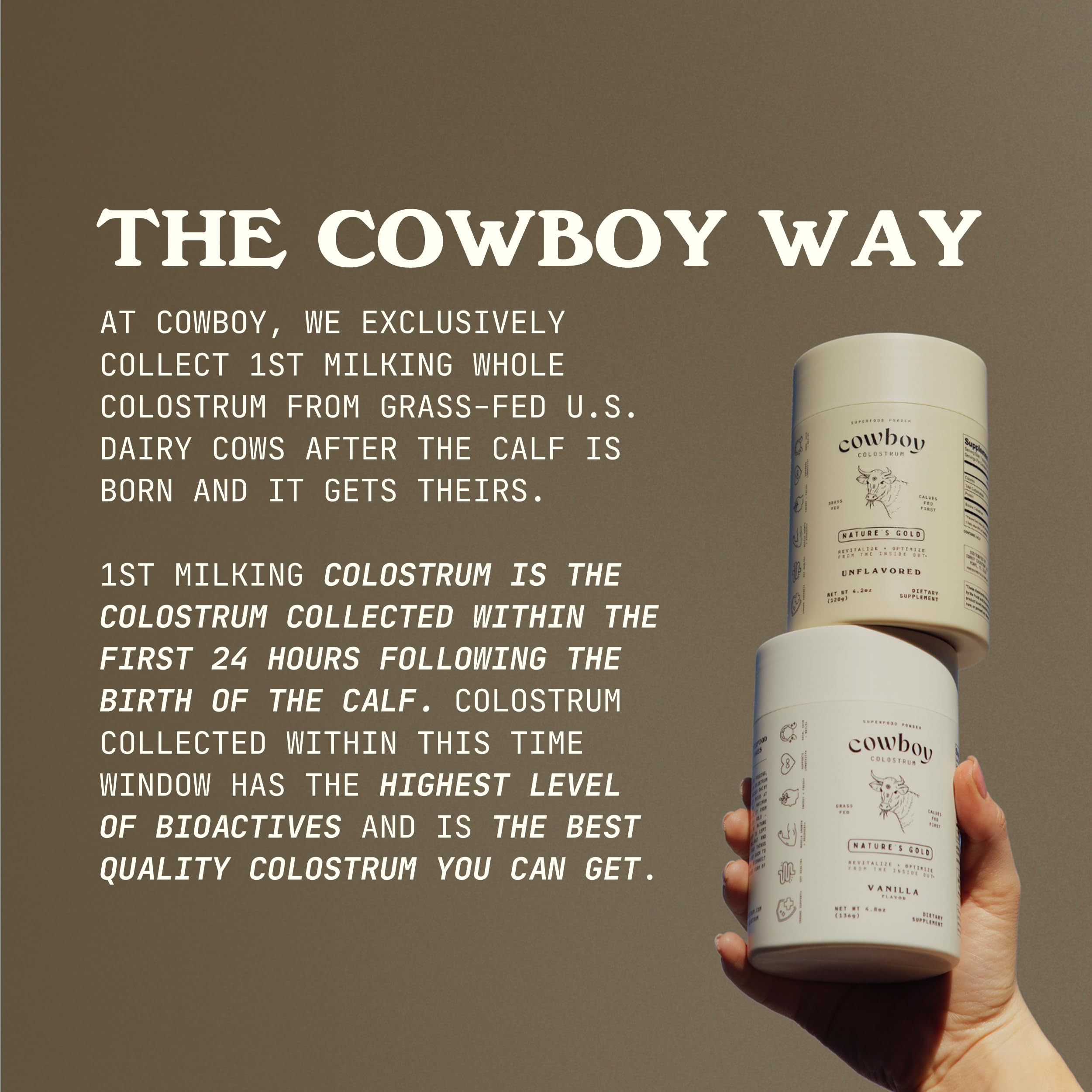 Frothy coffee cup with Cowboy Colostrum added