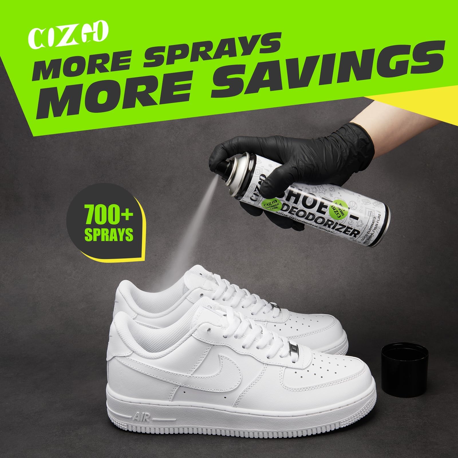 COZGO spray para zapatos con secado rápido sin residuos pegajosos.