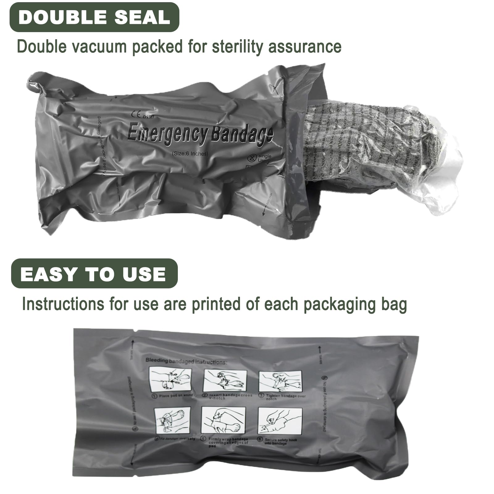 Cozii compression bandage shown applying on arm or leg for rapid care.