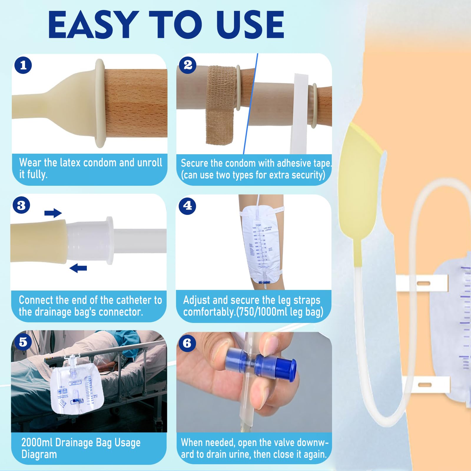 Cozii latex condom catheters in 25-35mm range for a personalized fit.