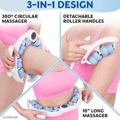 COZLOW cellulite massage roller blue side view showing ergonomic design