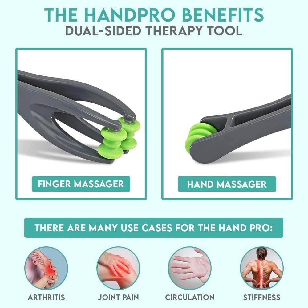 COZLOW finger massager Side A close-up rollers applying targeted finger pressure for relief