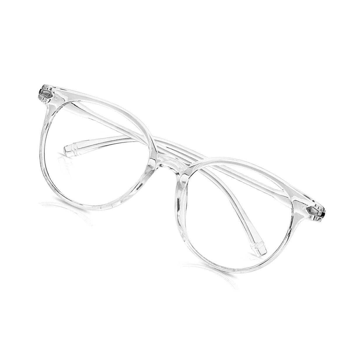 Craebuer clear glasses with round blue light protection for daily screen use.