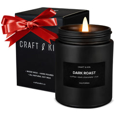 Craft & Kin dark roast coffee candle bottle pour enhances ambiance during morning routines.