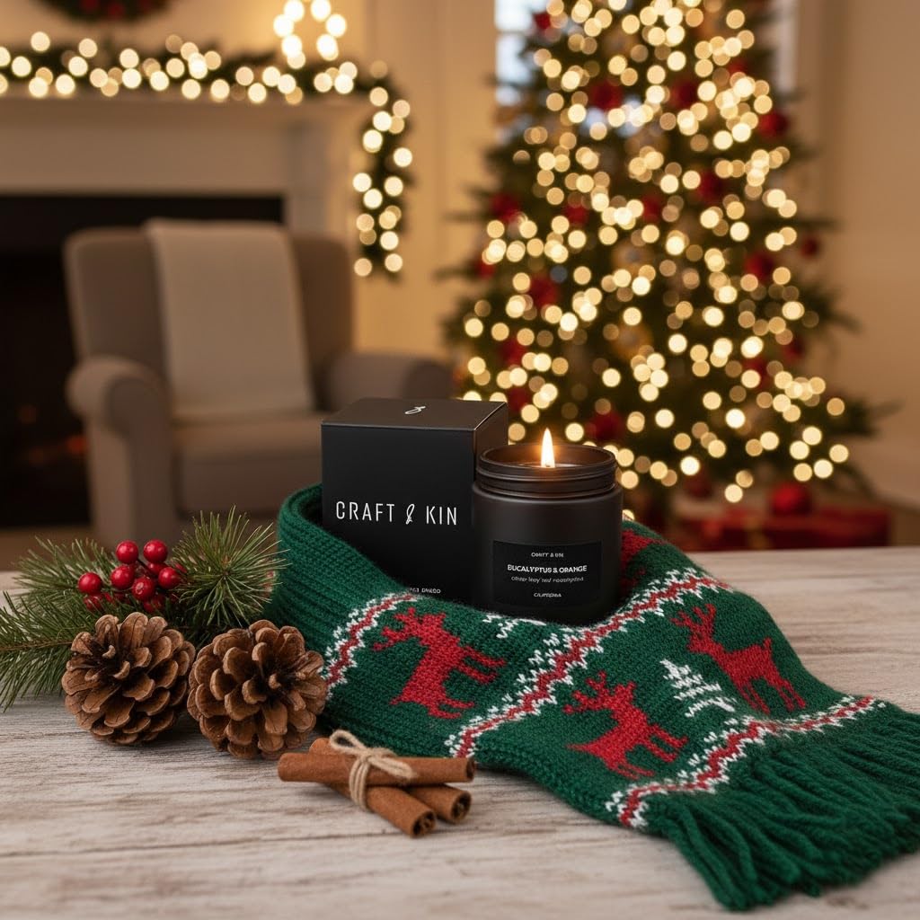 Craft & Kin soy wax candle with natural essential oils for a clean burn.