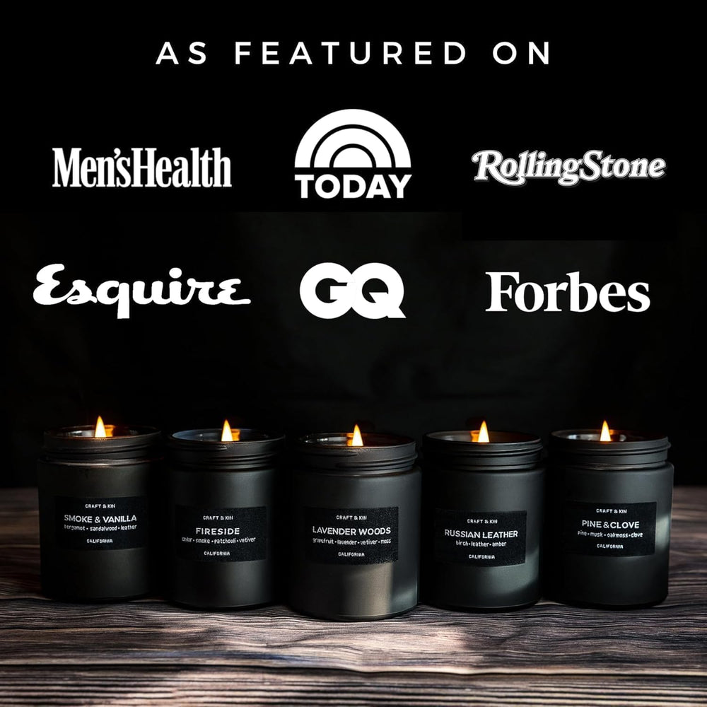 Soy wax and wood wick burn of Craft & Kin candle