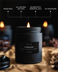Craft & Kin wood wick crackle adding ambience in any room