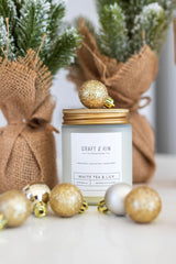 Craft & Kin woodwick crackle adds comforting fireplace-like mood.