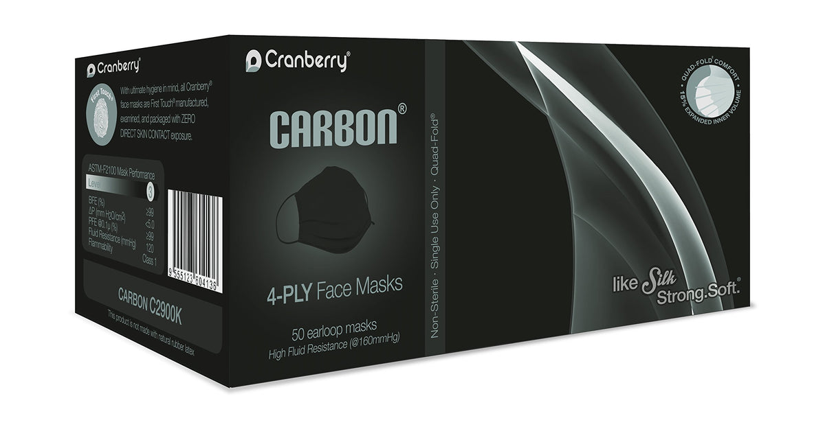 Cranberry USA Cranberry Carbon earloop mask in black for reliable daily wear and protection.