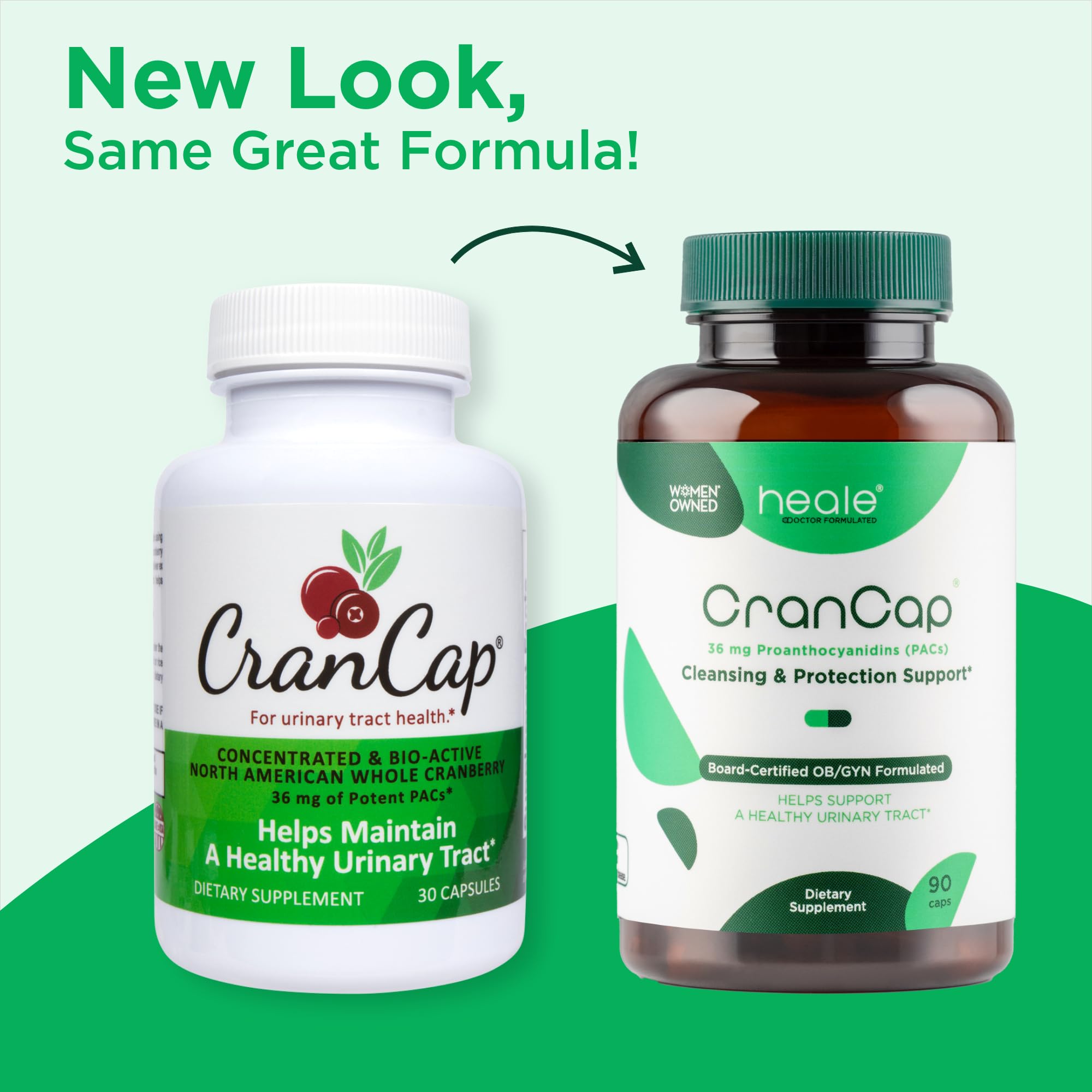 36 mg PACs label on CranCap bottle highlighting potency
