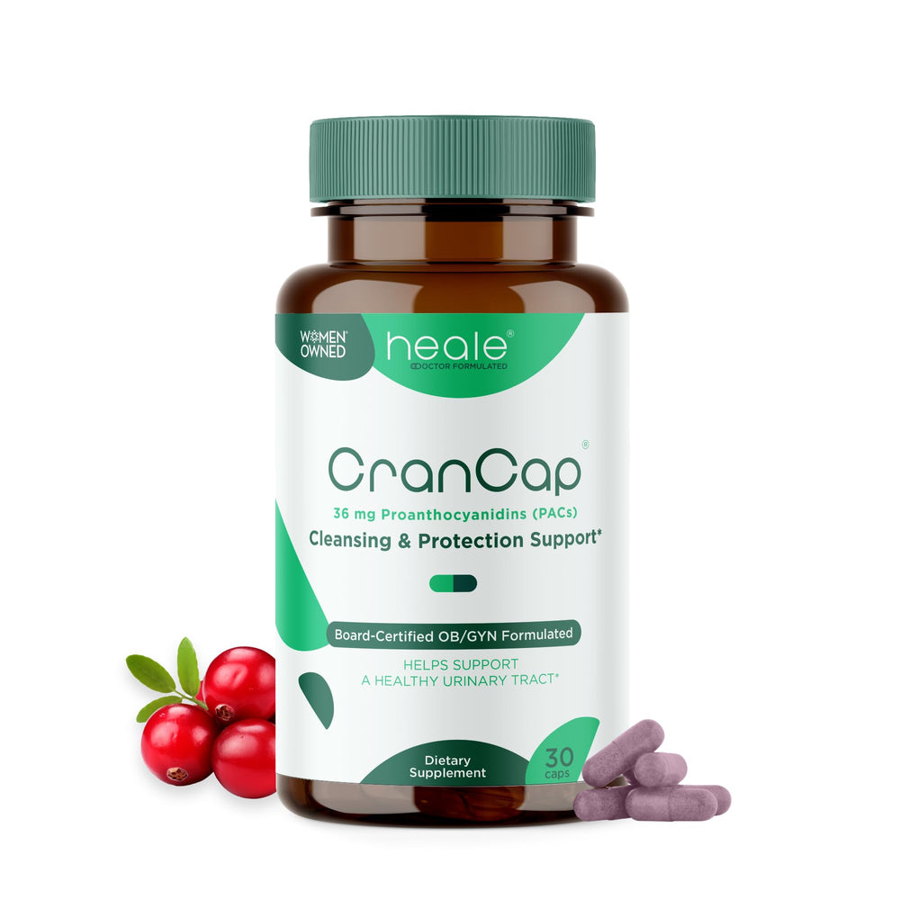 CranCap bottle front showing 30 capsules for daily urinary tract support