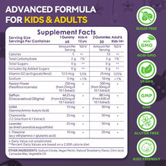 Crasye saffron gummies for kids back of bottle showing label and ingredients.