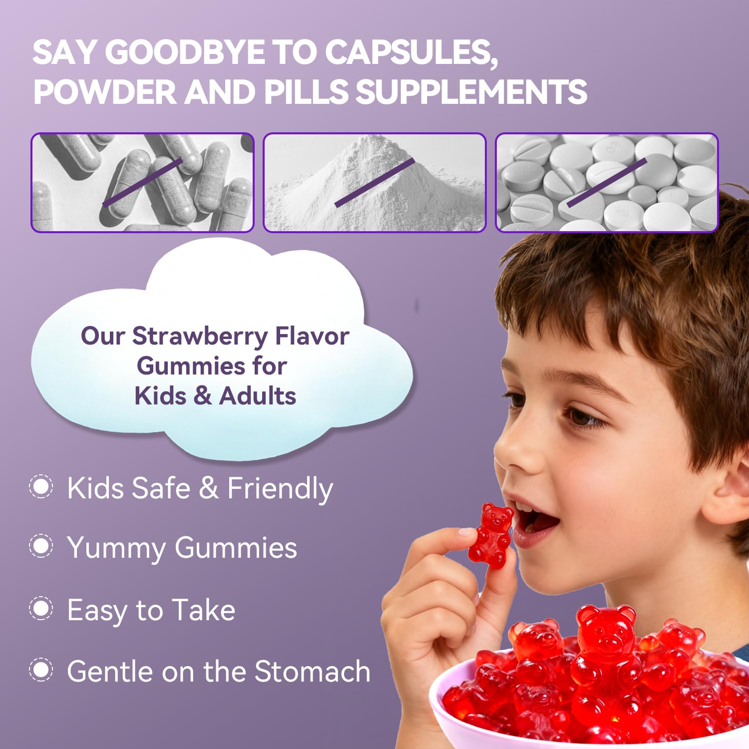 Gummy candies from Crasye on a desk ready for daily use by kids.