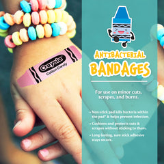Crayola Bandages Varied Shapes Collection features playful shapes for fun, easy healing.