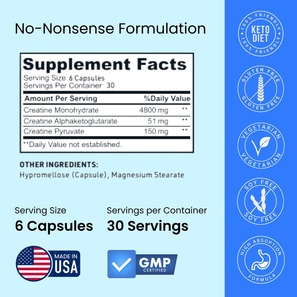 Crazy Muscle creatine monohydrate capsules for easy daily supplementation