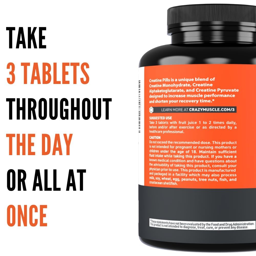 Crazy Muscle Threeatine keto-friendly label signals gluten-free nutrition.