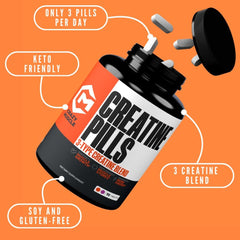 Crazy Muscle Threeatine tablets close-up highlighting easy digestion for steady performance.