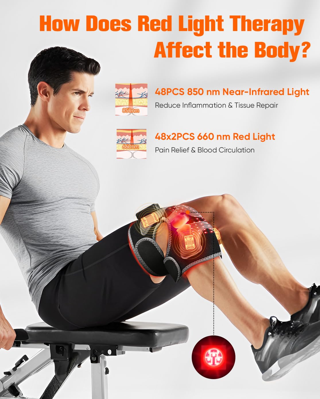 CRAZYTECH red light therapy with 660nm/850nm for skin appearance and muscle recovery.